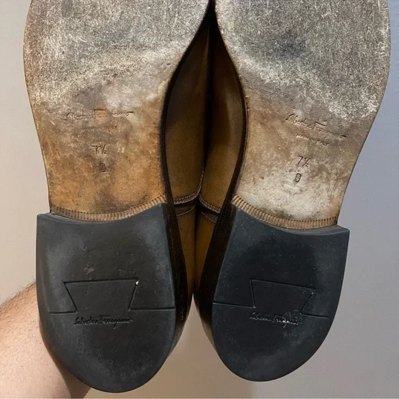 Salvatore Ferragamo Dress Shoes Brown Sz 7.5 - Picture 6 of 16